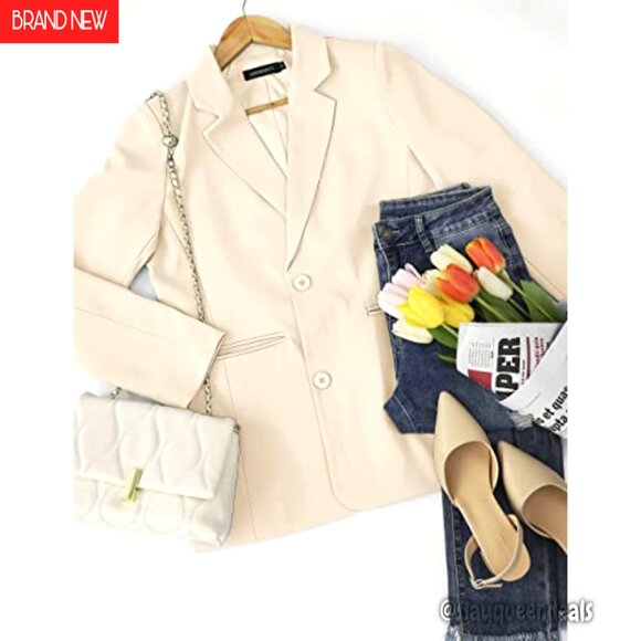 Oversized Blazer Long Sleeve Lapel Work Office Casual Fit Soft Fabric - Picture 6 of 8